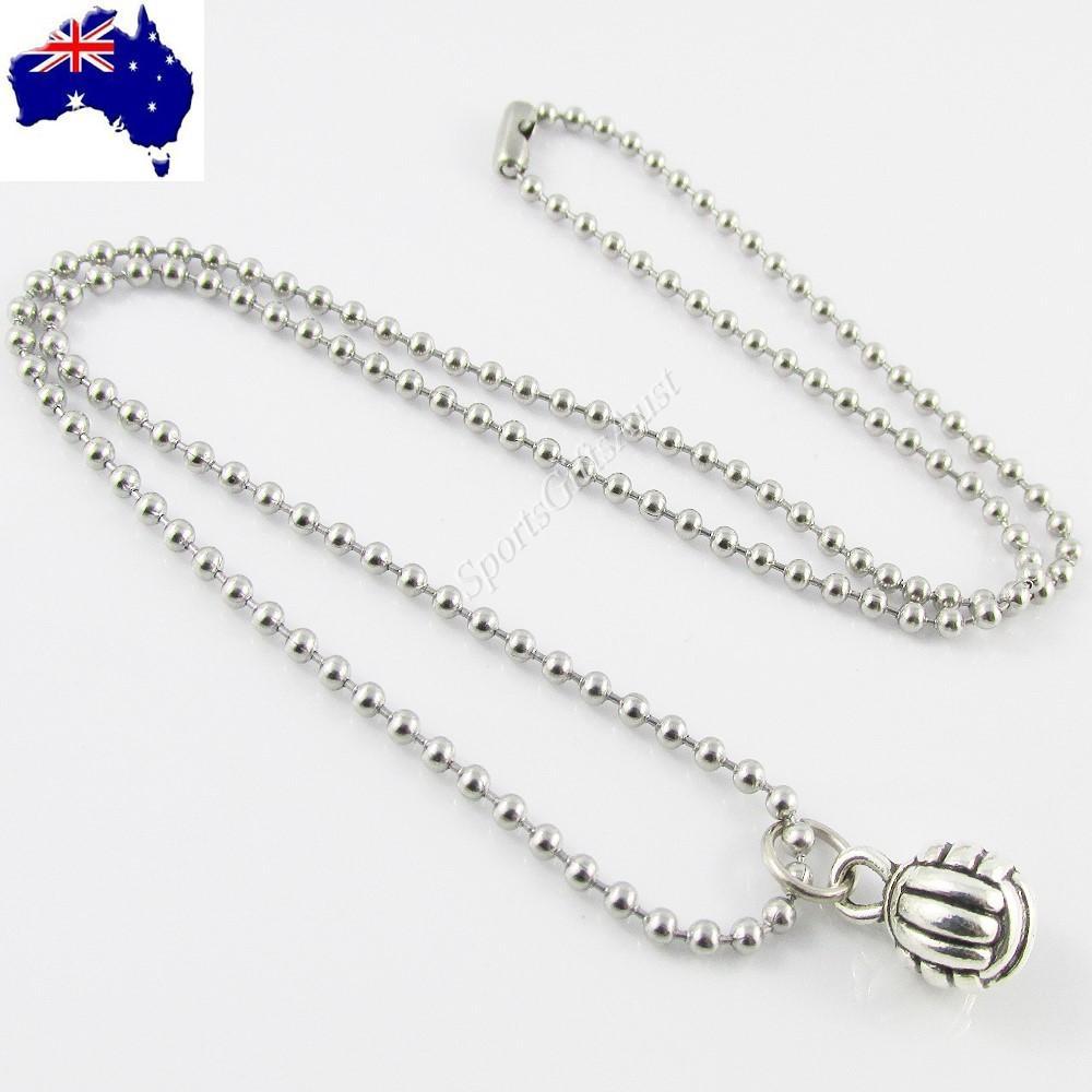 Netball 3D Netball Charm 50cm 304 SS Ball Chain Necklace Coach Sports Team Gift