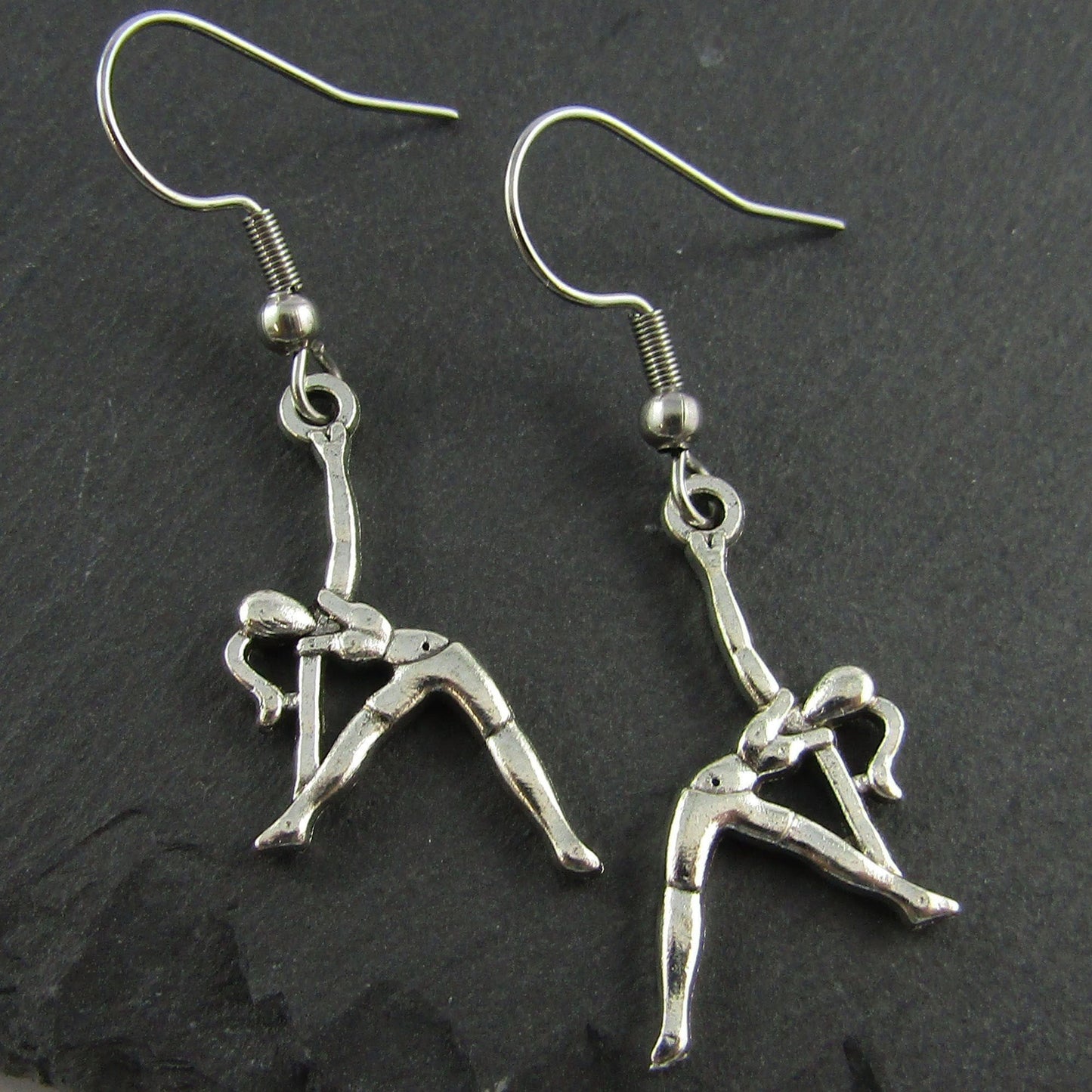 Gymnast Side Stretch Charm Hook Earrings Stainless Steel Hooks