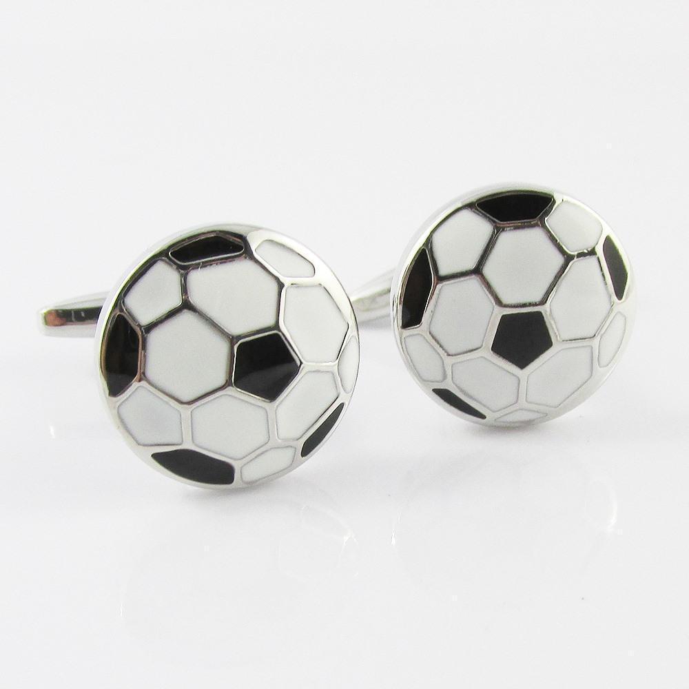 Platinum Plated Brass Enamel Soccer Ball Cufflinks FREE Gift Bag included!