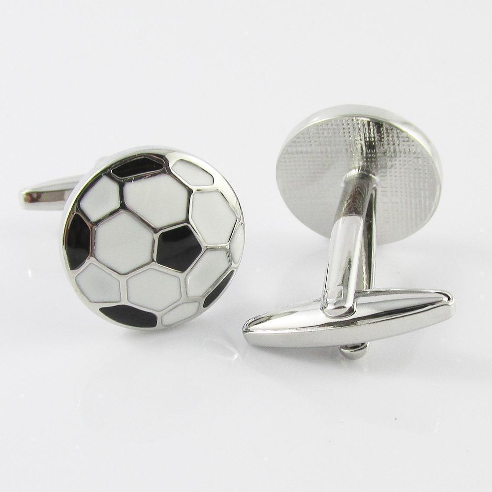 Platinum Plated Brass Enamel Soccer Ball Cufflinks FREE Gift Bag included!