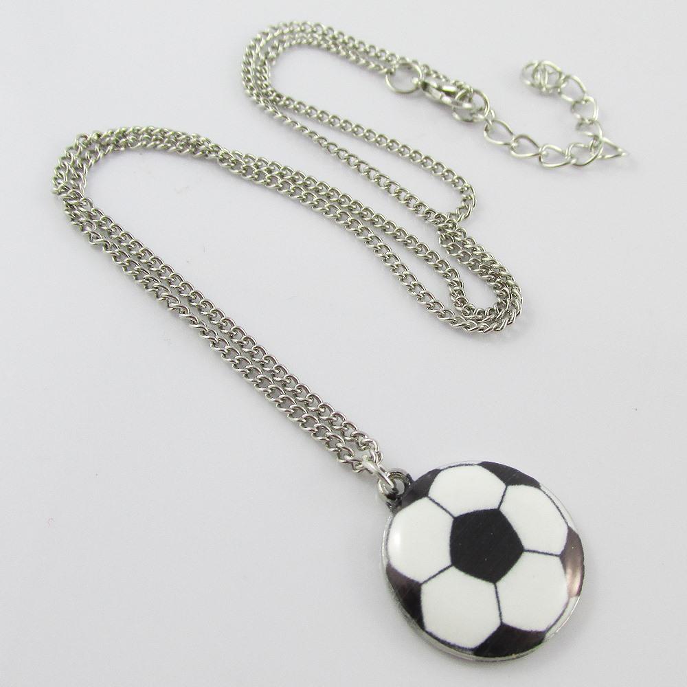 2pce Enamel Soccer Necklace and Stud Earring Set Sports Gift