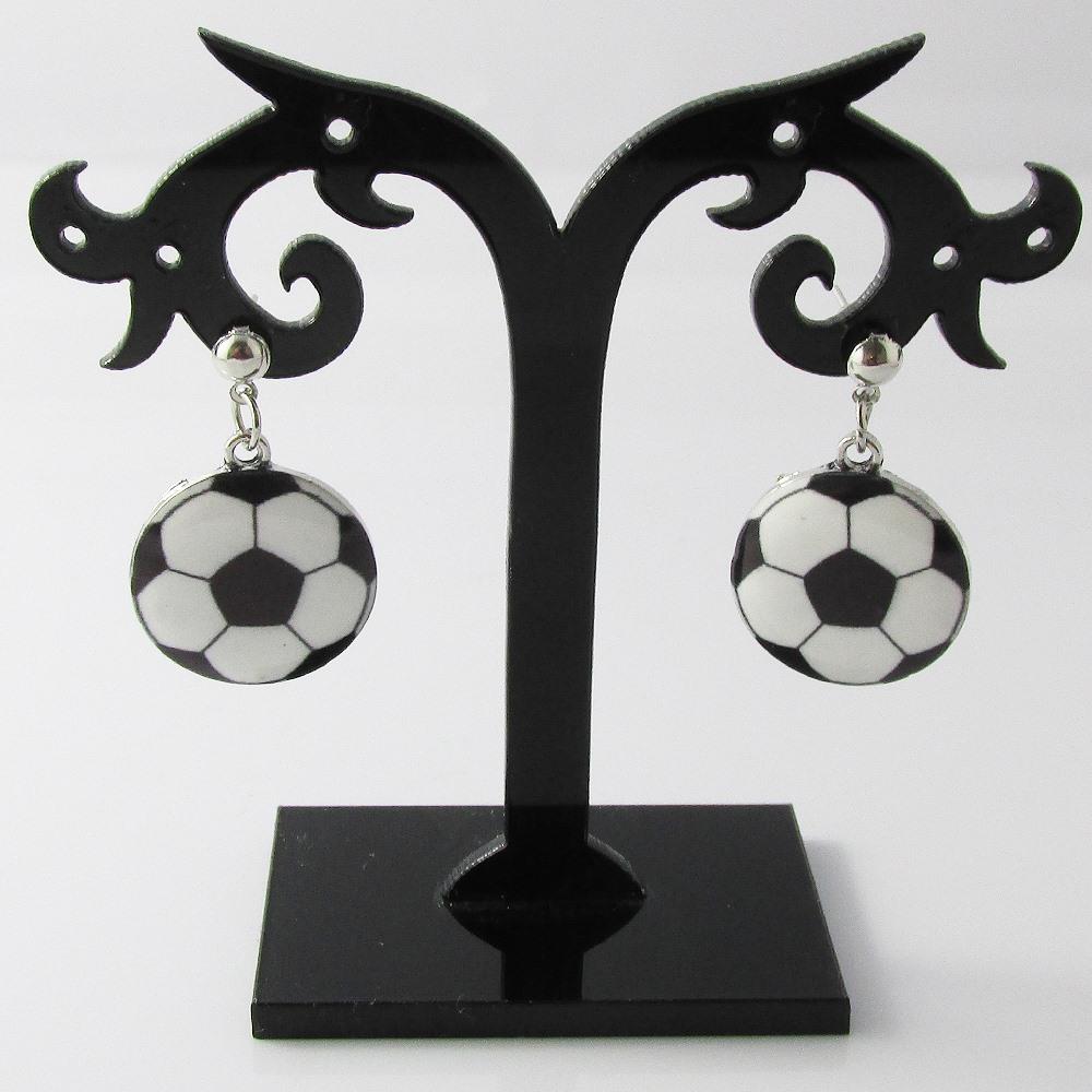 2pce Enamel Soccer Necklace and Stud Earring Set Sports Gift