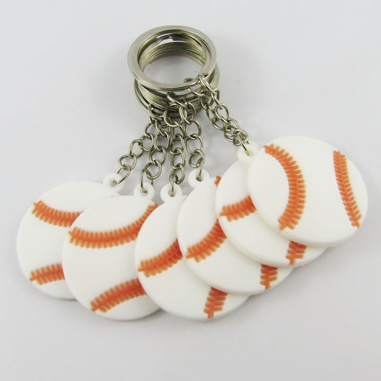 6pcs Baseball Softball Party Loot Bag Favour PVC Sport Keychain Keyring